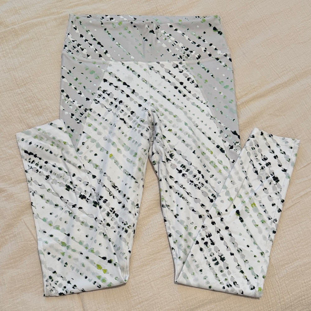 Fabletics Gray and Green Patterned Leggings